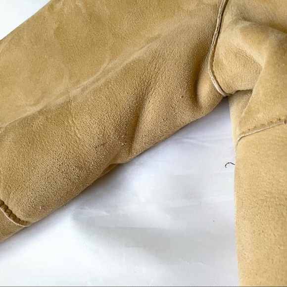 Vintage retro suede & wool shearling open front snap hem jacket coat Small - Picture 6 of 13